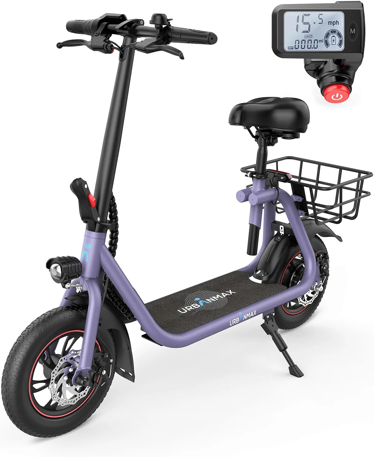 Gyroor C1 Electric Scooter – 450W, Seat & Rear Basket - Image 4