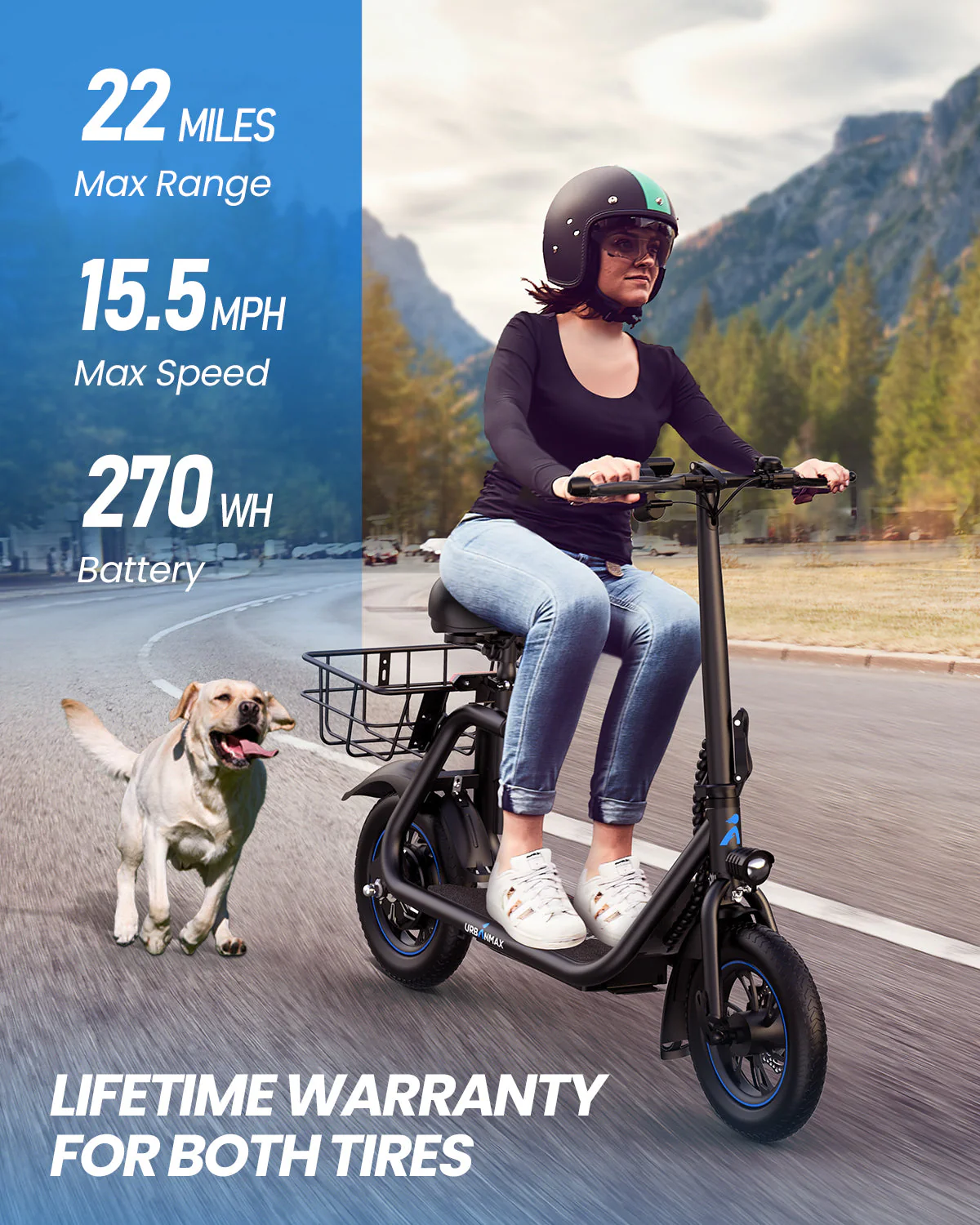 Gyroor 450W C1 Electric Scooter with Seat & Carry Basket - Image 4