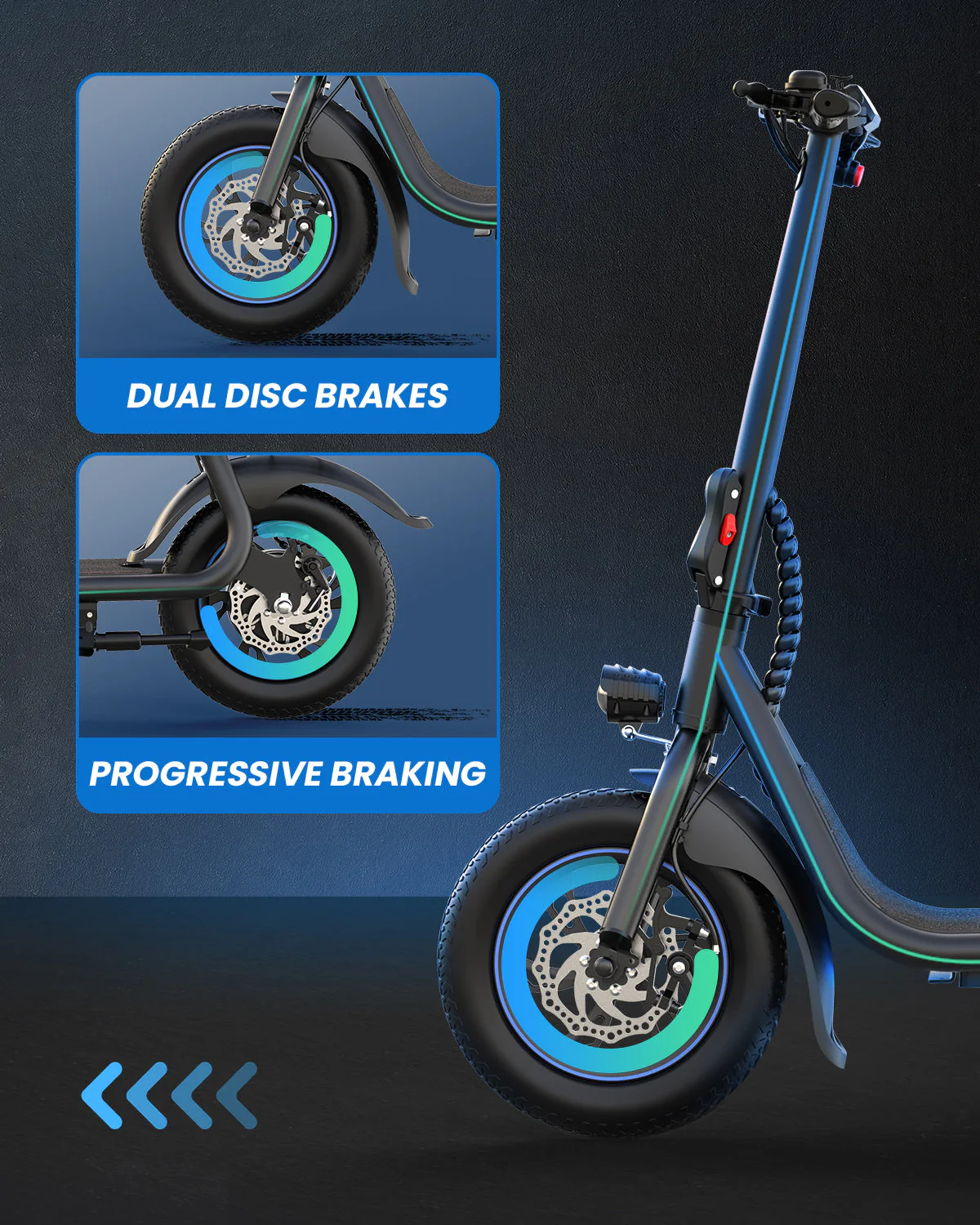Gyroor 450W C1 Electric Scooter with Seat & Carry Basket - Image 7