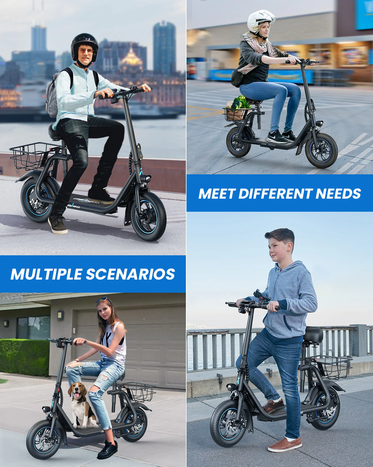 Gyroor 450W C1 Electric Scooter with Seat & Carry Basket - Image 9