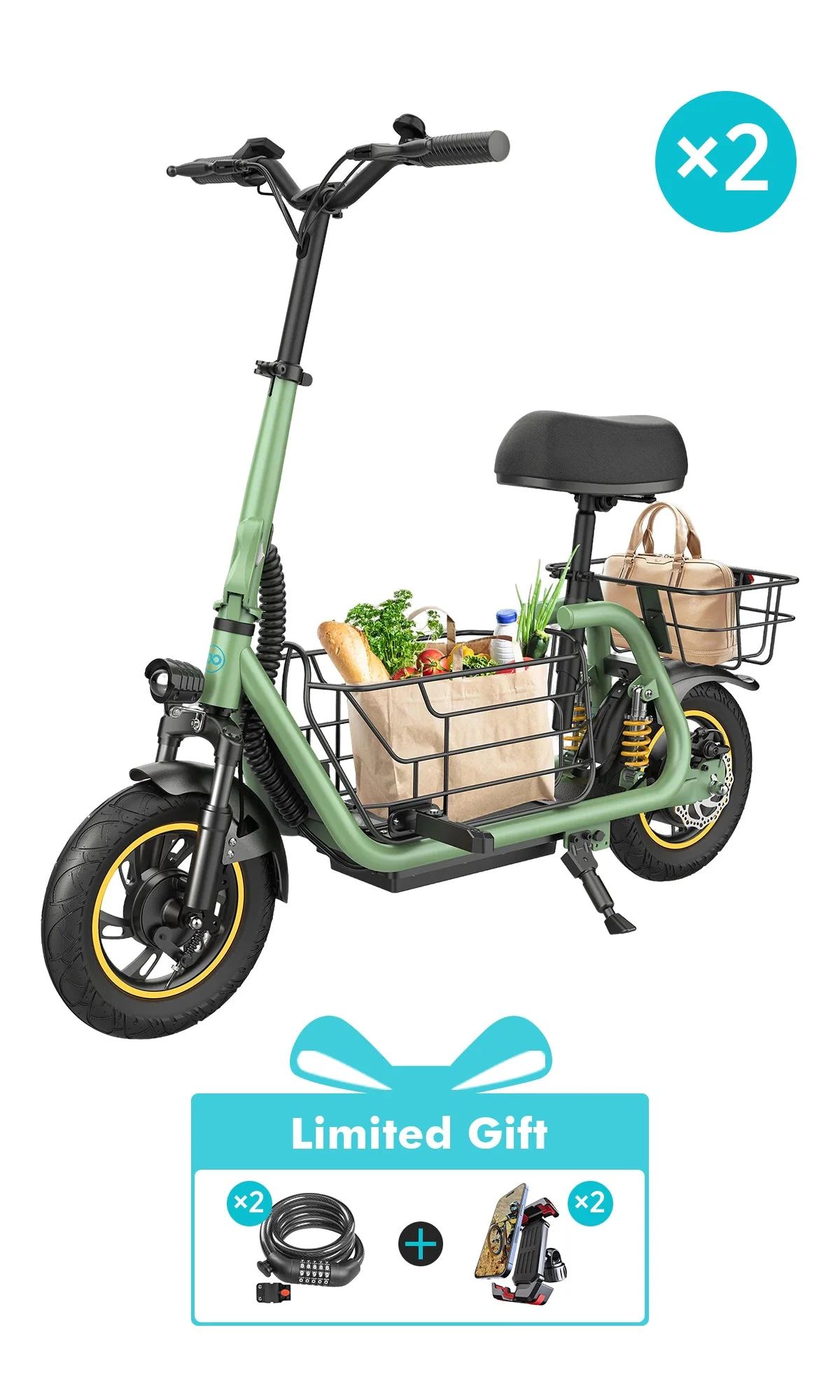 Gyroor C1 Pro 800W Scooter – Dual Baskets for Cargo & Pets - Image 11