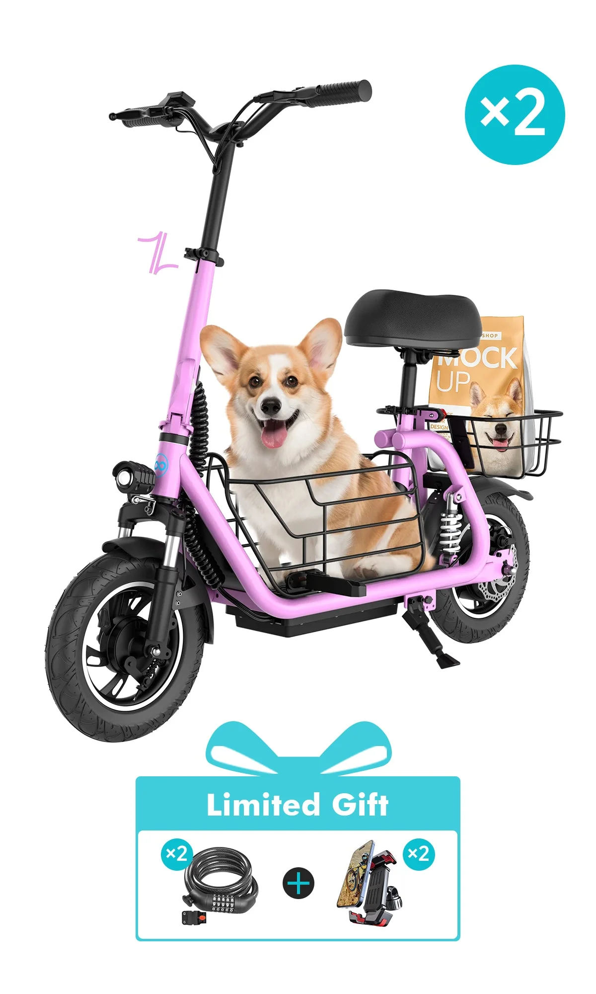 Gyroor C1 Pro 800W Scooter – Dual Baskets for Cargo & Pets - Image 13