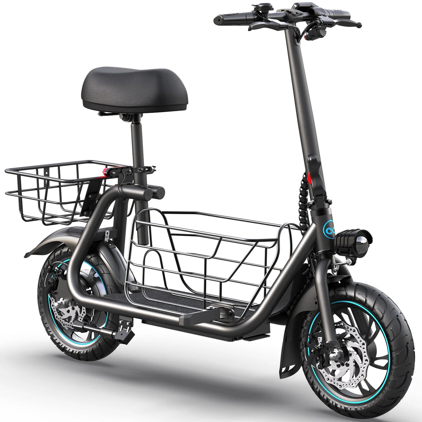 Gyroor 800W Electric Scooter with Large Basket for Pets & Cargo - Image 3