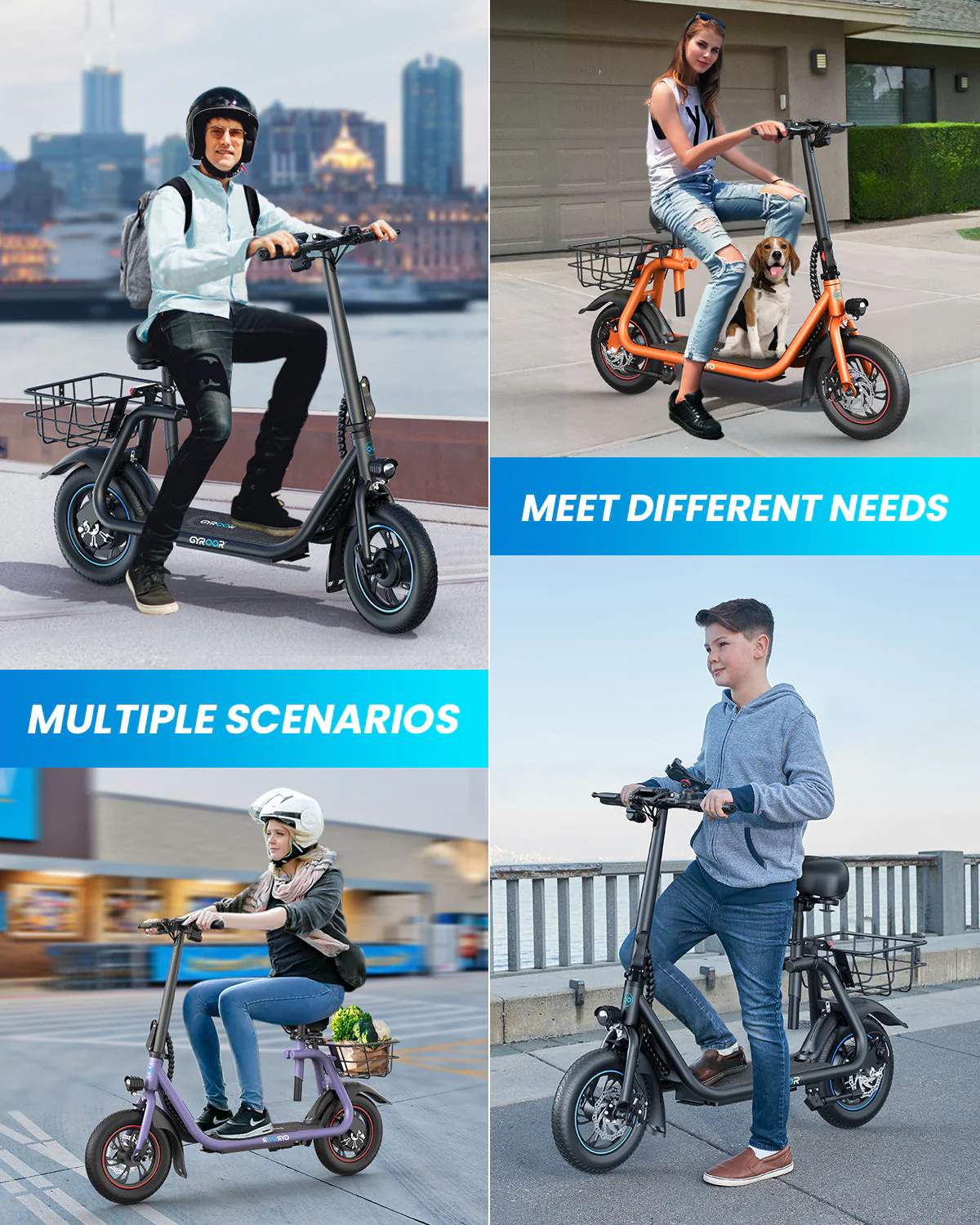 Gyroor C1 Electric Scooter – 450W, Seat & Rear Basket - Image 10