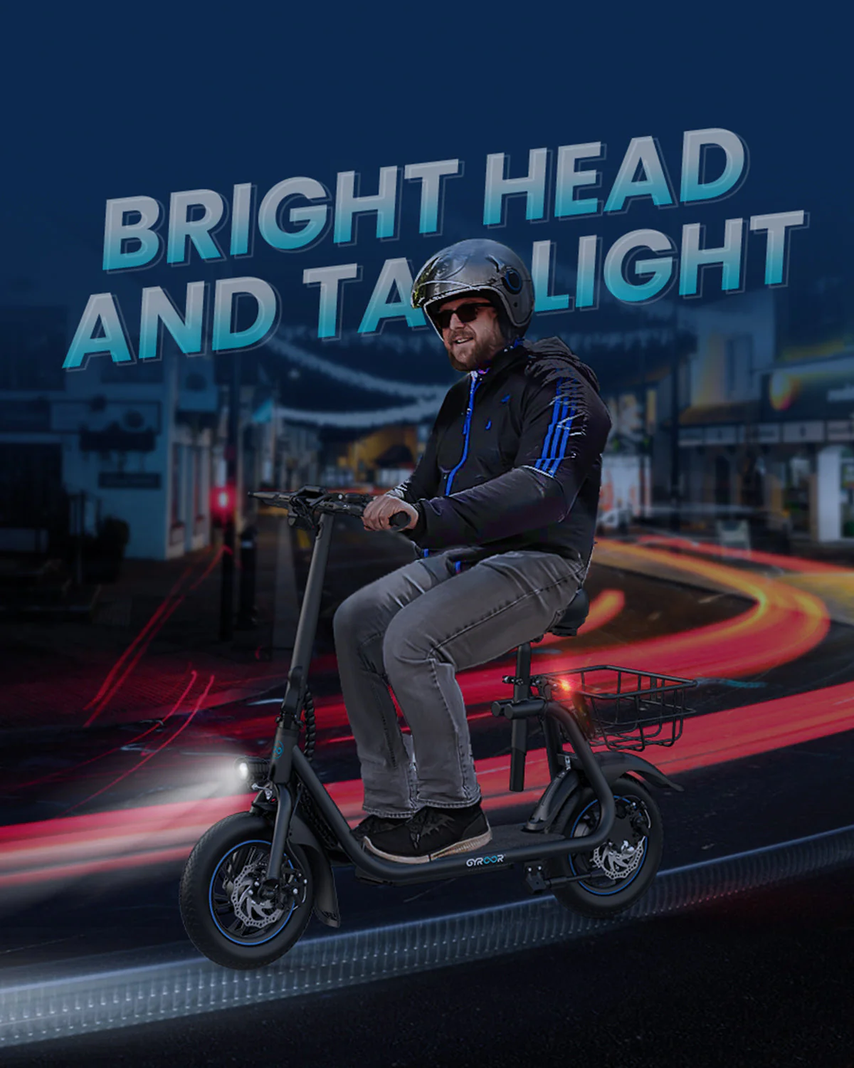 Gyroor C1 Electric Scooter – 450W, Seat & Rear Basket - Image 8