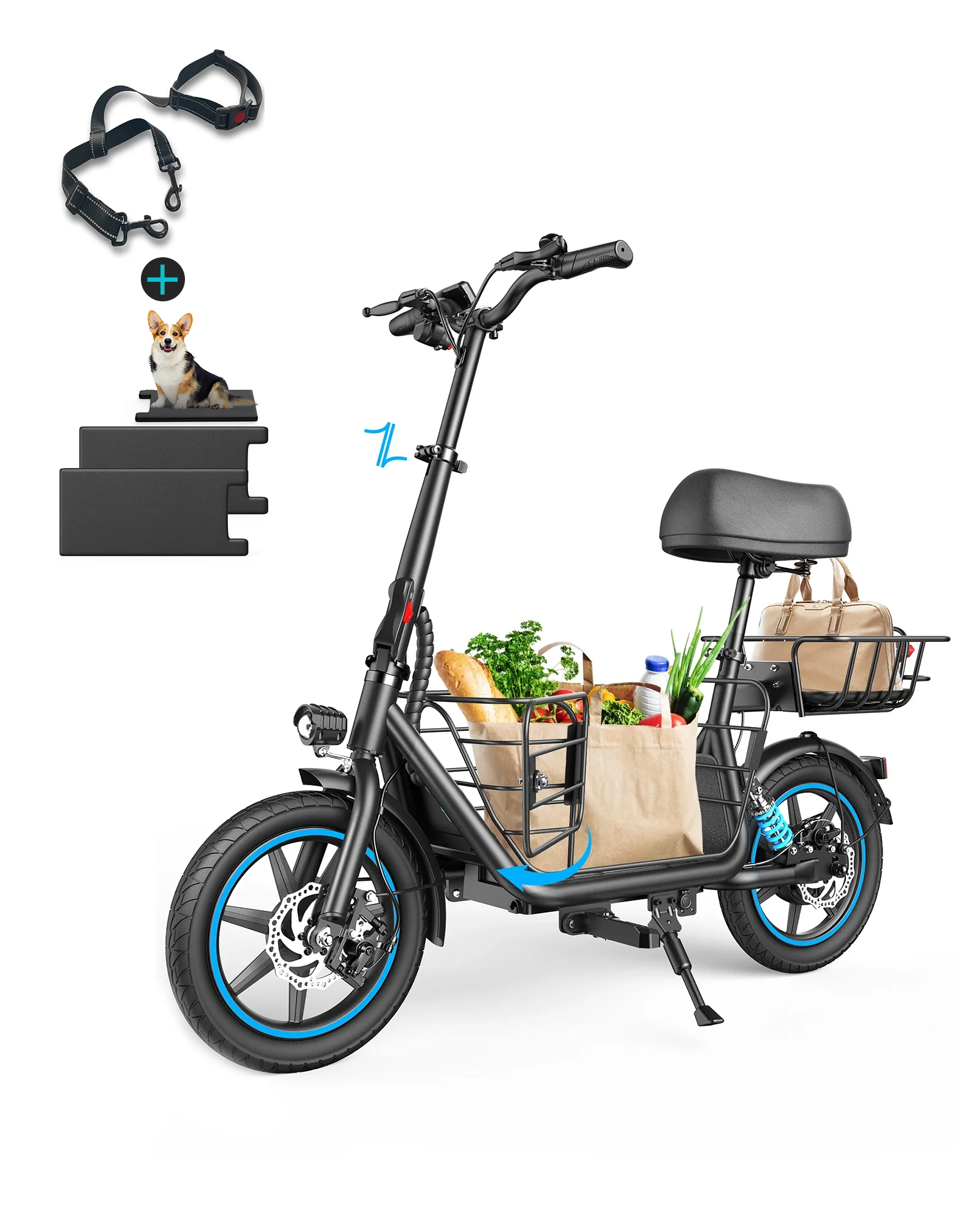 Gyroor C1Plus 1000W Electric Scooter with Dual Baskets for Pets & Cargo - Image 7