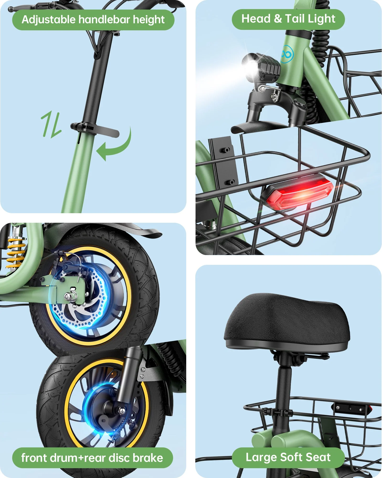 Gyroor C1 Pro 800W Scooter – Dual Baskets for Cargo & Pets - Image 8