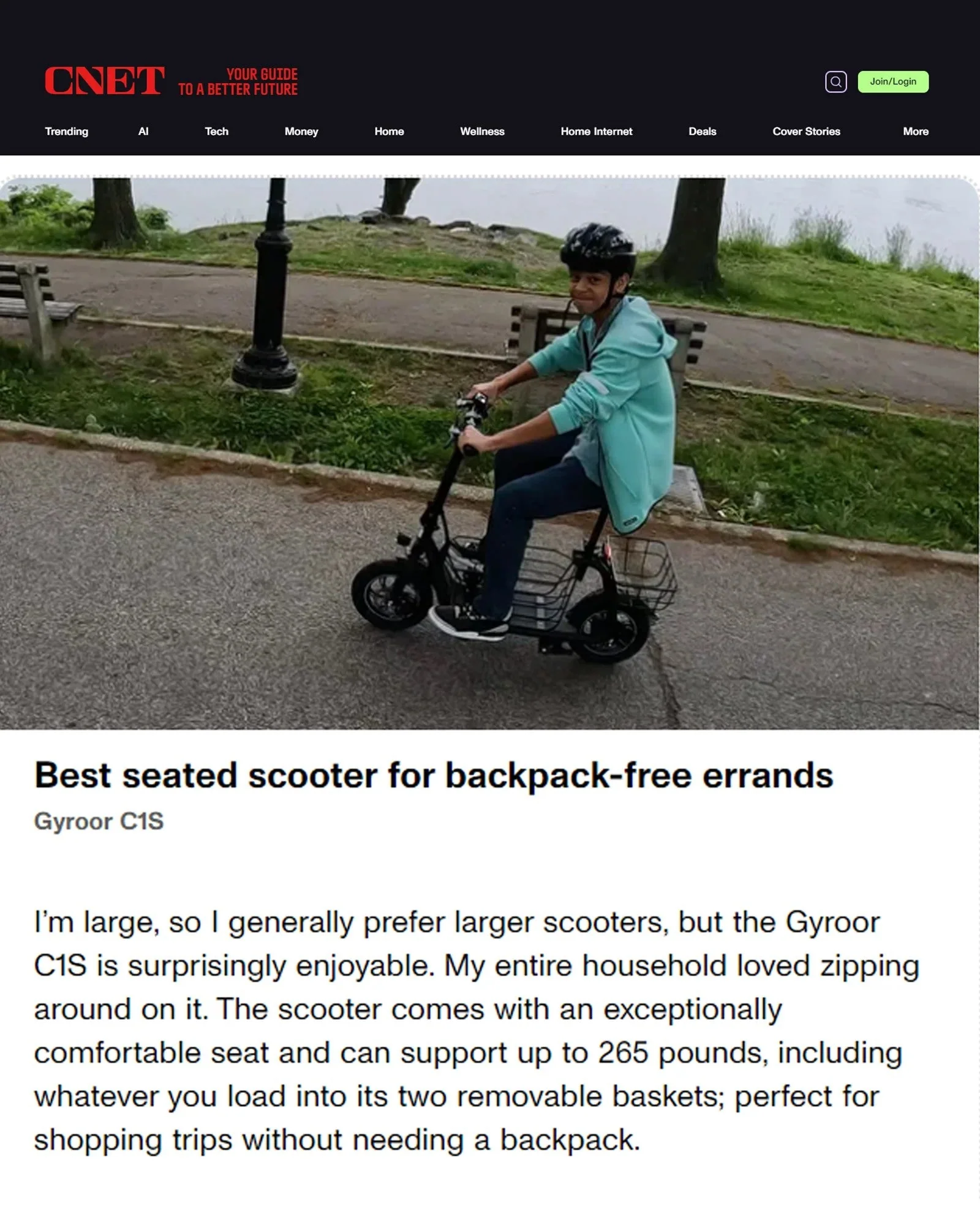Gyroor C1S Electric Scooter 800W – Front & Rear Baskets - Image 7