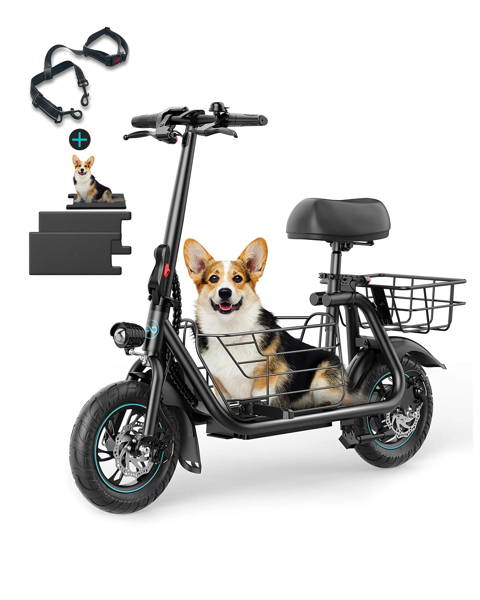 Gyroor C1S Electric Scooter 800W – Front & Rear Baskets - Image 16
