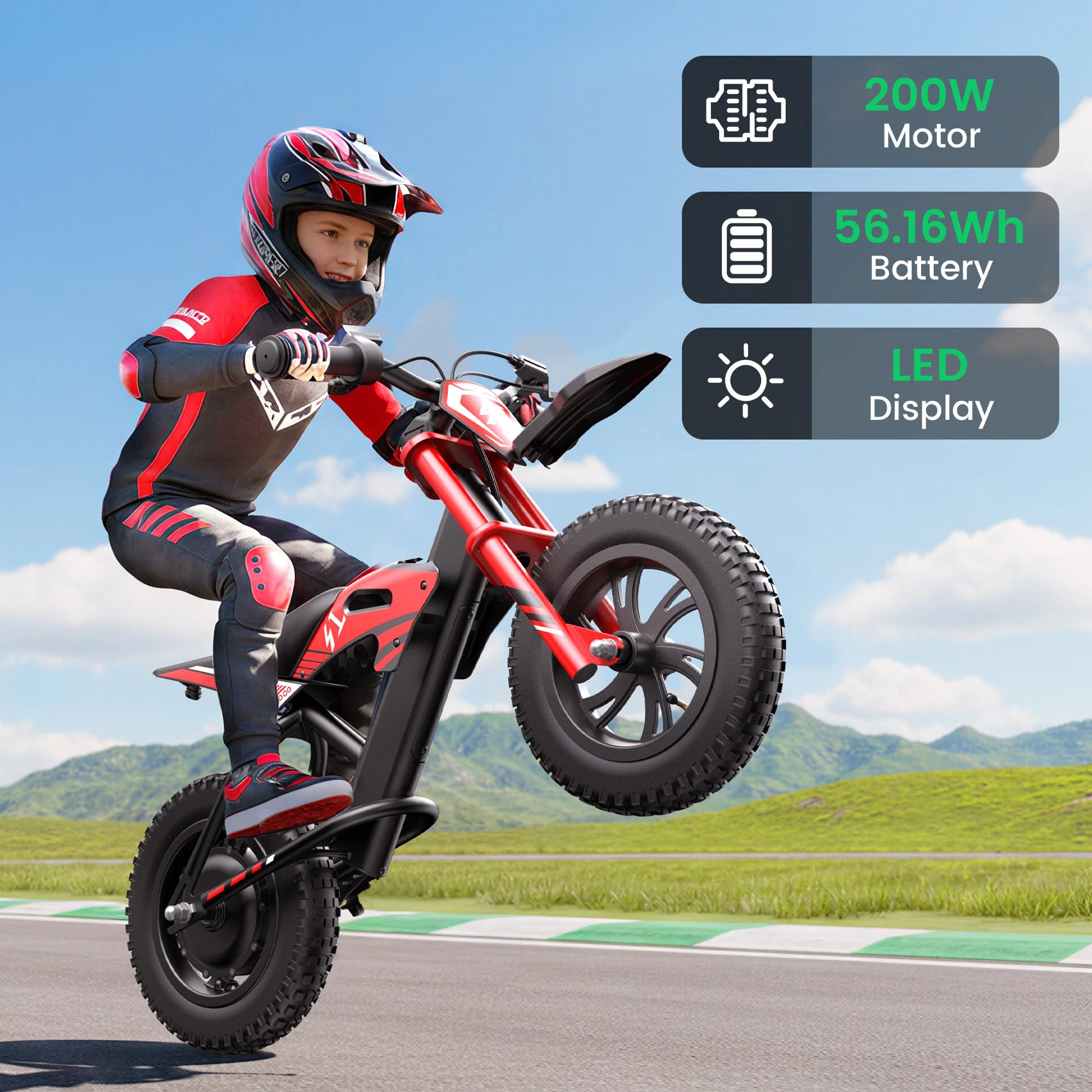Gyroor Kids Electric Motocross Bike 200W with 7-Color RGB Lights for Kids Ages 6-12 - Image 3