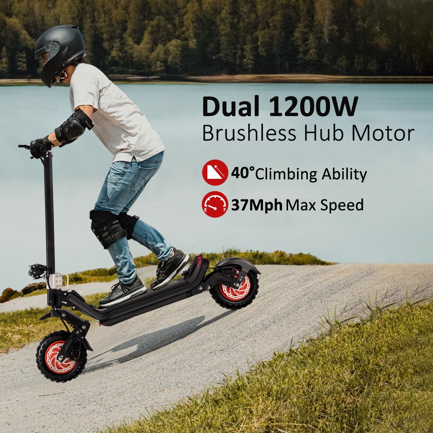 Off Road 2400W Electric Scooter with Smart APP,Up to 37Mph & 50Miles Long Range - Image 4