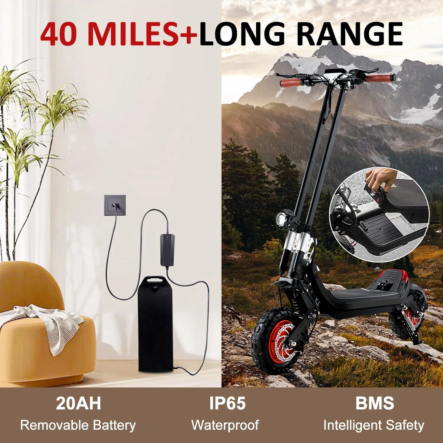 Off Road 2400W Electric Scooter with Smart APP,Up to 37Mph & 50Miles Long Range - Image 5