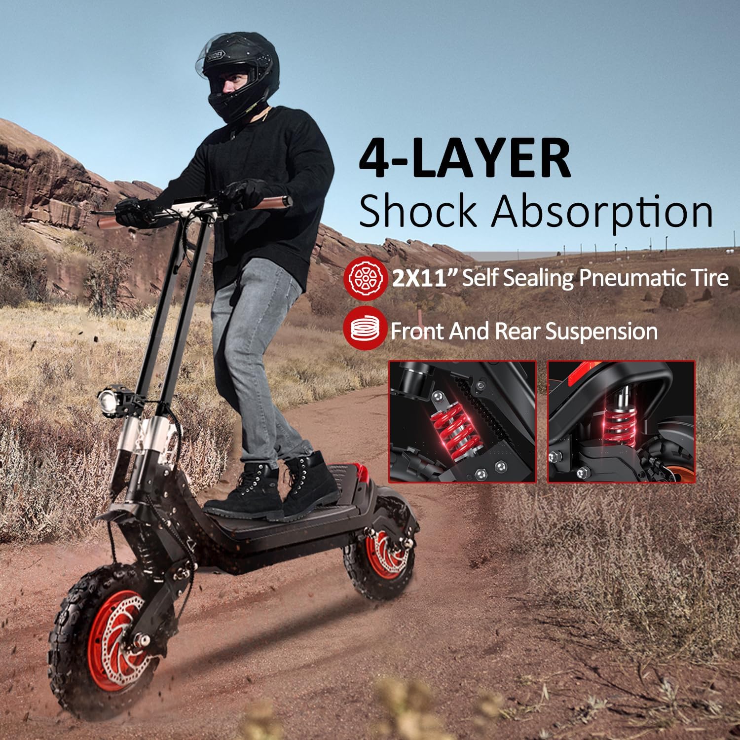 Off Road 2400W Electric Scooter with Smart APP,Up to 37Mph & 50Miles Long Range - Image 7