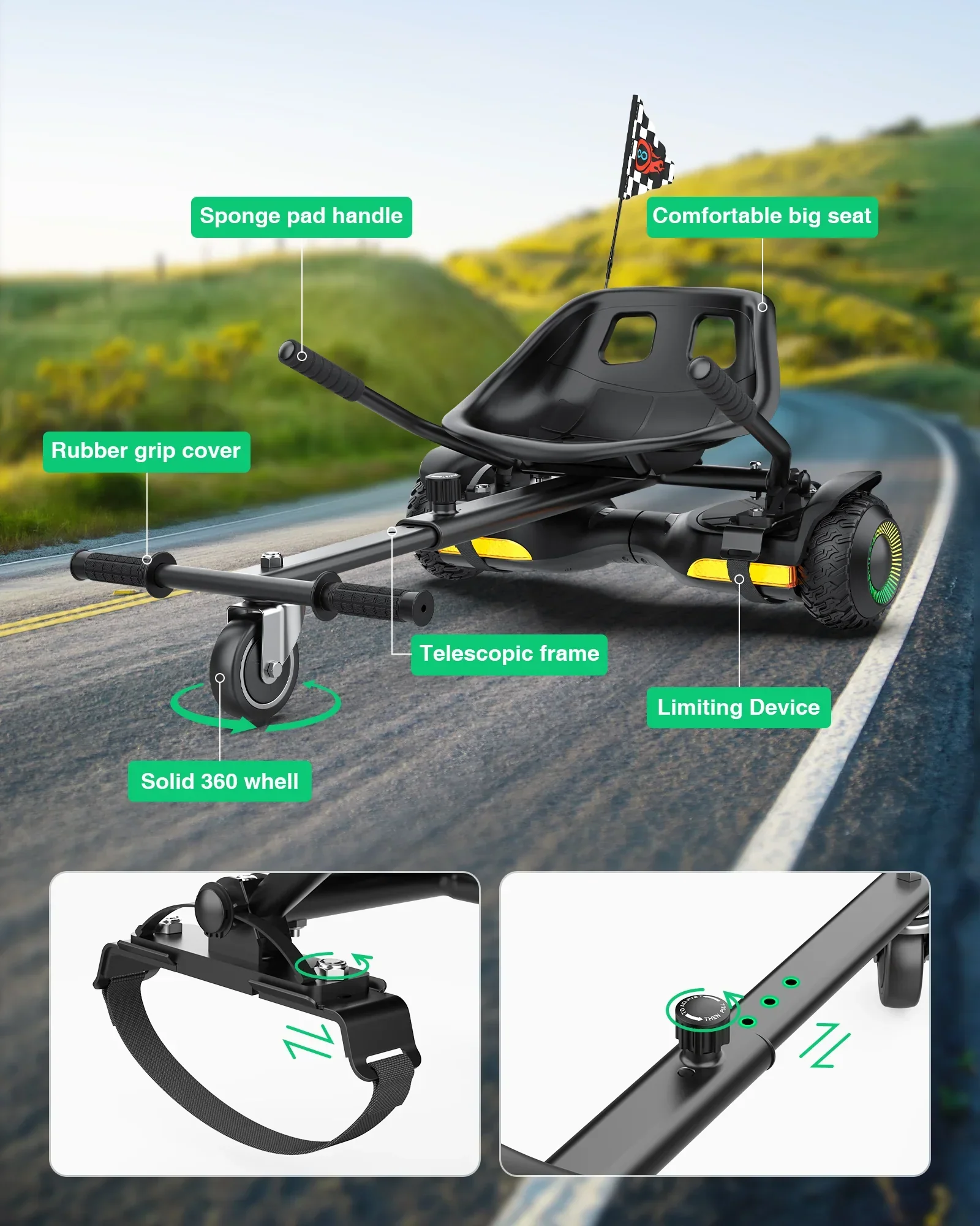 Gyroor Self Balancing Scooter 500W with K1 Adjustable Seat Attachment - Image 7