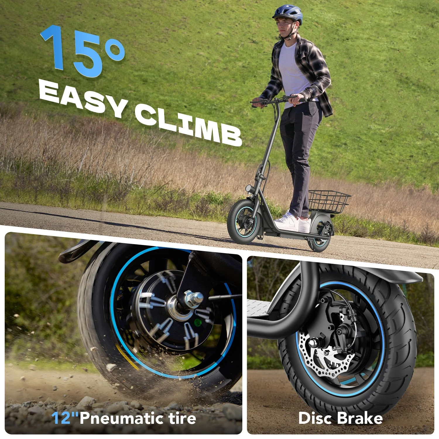 Gyroor X2 Electric Scooter 800W with 12" Tires, No Seat - Image 5