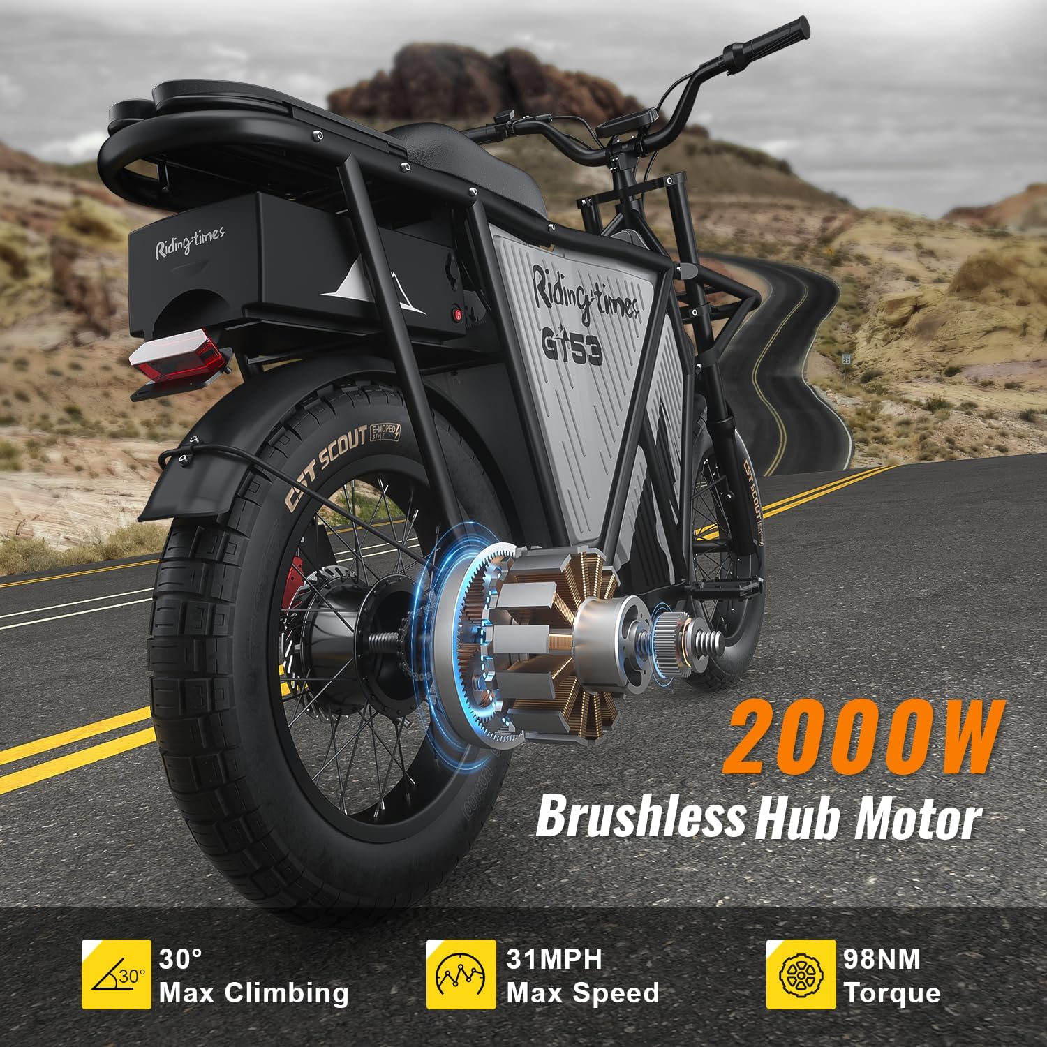 OFF ROAD Electric Cargo Bike for Adults 550LBS, 2000W with Removable Battery - Image 3